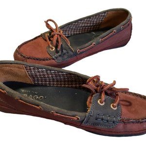 Sebago Bala Womens Size 9M Cherry / Navy Leather Loafers Boat/Driving Shoes